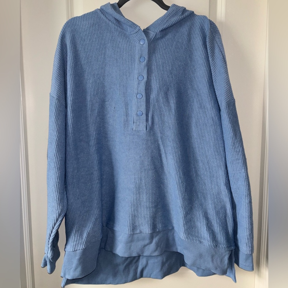 Better Together Womens Ribbed Blue Hoodie